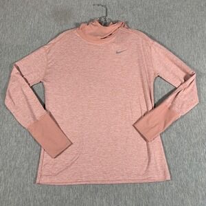Nike Dri-FIT Shirt Womens Medium Pink Hooded Running Long Sleeve Top Athletic